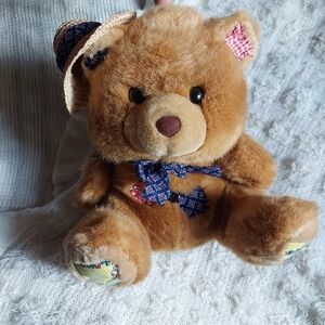 Adorable Brown Teddy Bear with Hat and Bow